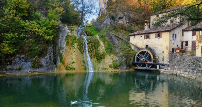 Die Mühle „Molinetto della Croda“ in den Hügeln des Prosecco Superiore.