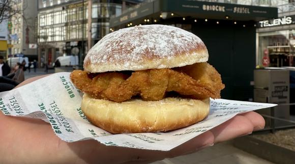 Ungwohnter Anblick, im Herzen des Krapfens warten noch Grant´n